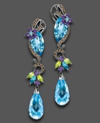 The perfect way to make an entrance, these elegant drop earrings feature an array of colorful round-, marquise- and pear-cut gemstones (16 ct. t.w.) and champagne diamonds (1/3 ct. t.w.) in a 14k white gold setting. Approximate drop: 2 inches. The perfect way to make an entrance, these elegant drop earrings feature an array of colorful round-, marquise- and pear-cut gemstones (16 ct. t.w.) and champagne diamonds (1/3 ct. t.w.) in a 14k white gold setting. Approximate drop: 2 inches.
