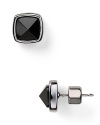 Matte black stones are done in silver-plated stud earrings. This pair from MARC BY MARC JACOBS is definitely for the girl who craves simple sparkle for an already embellished look.