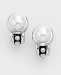 The soft glow of these freshwater cultured button pearls is set off by the sparkling shine of the sterling silver settings. Simply elegant! The soft glow of these freshwater cultured button pearls is set off by the sparkling shine of the sterling silver settings. Simply elegant!