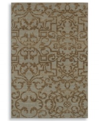 A blend of traditional and contemporary design elements, this unique piece displays an inviting, weathered look in chic blue-green colorways. Plush New Zealand wool gives the rug a soft surface that holds up in the busiest rooms in your home. A blend of traditional and contemporary design elements, this unique piece displays an inviting, weathered look in chic blue-green colorways. Plush New Zealand wool gives the rug a soft surface that holds up in the busiest rooms in your home.