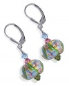 SCER123 Sterling Silver 13mm Majestic Blown Glass Crystal Earrings Made with Swarovski Elements