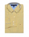 Tommy Hilfiger Men Custom fit Striped Long Sleeve Logo Shirt