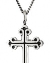 King Baby 18 Curb Link Chain with Small Traditional Cross Sterling Silver Pendant Necklace