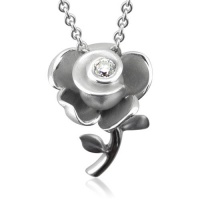 Sterling Silver Rose Flower Diamond Pendant Necklace (GH, I1-I2, 0.12 carat) Sterling Silver Rose Flower Diamond Pendant Necklace (GH, I1-I2, 0.12 carat)