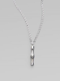 From the Bamboo Collection. A simple style with a Gucci signature engraved bamboo pendant. Sterling silver Length, about 42 Pendant length, about 2½ Lobster clasp closure Made in Italy From the Bamboo Collection. A simple style with a Gucci signature engraved bamboo pendant. Sterling silver Length, about 42 Pendant length, about 2½ Lobster clasp closure Made in Italy