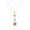 22k Tri-Color Gold Plated Sterling Silver Pave Crystal Bead Pendant Necklace, 18