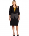 DKNYC Women's Plus-Size Long Sleeve Cutaway Soft Suiting Jacket