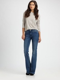 Play up '70s appeal with these stretchy, slightly faded flare jeans, styled with a comfortable mid rise and front besom pockets. THE FITMedium rise, about 8Inseam, about 36THE DETAILSZip flyFront besom pocketsBack patch pockets98% cotton/2% polyurethaneMachine washImportedModel shown is 5'9 (175cm) wearing US size 4. Play up '70s appeal with these stretchy, slightly faded flare jeans, styled with a comfortable mid rise and front besom pockets. THE FITMedium rise, about 8Inseam, about 36THE DETAILSZip flyFront besom pocketsBack patch pockets98% cotton/2% polyurethaneMachine washImportedModel shown is 5'9 (175cm) wearing US size 4.