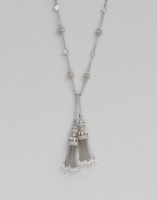 EXCLUSIVELY AT SAKS. Two delightfully detailed chain tassels dangle delicately from a long silvery chain dotted with faceted cubic zirconia discs and openwork pavé crystal beads.Cubic zirconia and crystalRhodium platedChain length, about 16Tassel length, about 2Lobster claspImported