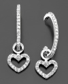 Dangling heart charms add extra sparkle to these eye-catching earrings by Victoria Townsend. Features round-cut diamonds (1/4 ct. t.w.) set in sterling silver. Approximate diameter: 1/2 inch. Approximate drop: 1-1/4 inches.
