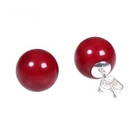 925 Sterling Silver 12mm Natural Italian Red Coral Ball Stud Post Earrings 925 Sterling Silver 12mm Natural Italian Red Coral Ball Stud Post Earrings