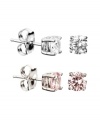 Mix and match. CRISLU's set of sparkling stud earrings lets her choose which style to wear. Children's stud earrings include both clear and pink cubic zirconias (1/2 ct. t.w.) crafted in platinum over sterling silver. Approximate diameter: 4mm.