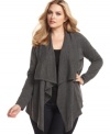 Layer your favorite fall/winter looks with Calvin Klein's plus size cardigan, featuring a draped front.