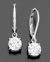 Sparkling princess-cut cubic zirconia (2-5/8 ct. t.w.) shines with sophistication on these elegant sterling silver drop earrings  by B. Brilliant. Approximate drop: 3/4 inch.