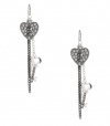 G by GUESS Pave Heart & Key Linear Earrings