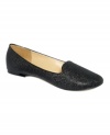 Luxurious glitz. The glittery Panto flats by Nine West take the comfort of smoking flats to glamorous new heights.