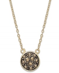 Go for the glamour. Studio Silver's pendant, set in 18k gold over sterling silver, dazzles with marcasite adding a stylish touch. Approximate length: 18 inches. Approximate diameter: 3/8 inch. Go for the glamour. Studio Silver's pendant, set in 18k gold over sterling silver, dazzles with marcasite adding a stylish touch. Approximate length: 18 inches. Approximate diameter: 3/8 inch.