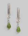 18K white gold shimmers with a diamond accent and vibrant peridot briolette drop.Diamond, 0.03 tcw Peridot 18K white gold Length, about ½ Imported Please note: Hoop earrings sold separately. 