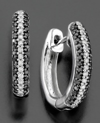 Infuse your style with contrasting brilliance. These stunning diamond earrings feature round-cut black diamonds (1/2 ct. t.w.) and white diamonds (1/4 ct. t.w.) set in sterling silver. Approximate drop: 1/2 inch. Infuse your style with contrasting brilliance. These stunning diamond earrings feature round-cut black diamonds (1/2 ct. t.w.) and white diamonds (1/4 ct. t.w.) set in sterling silver. Approximate drop: 1/2 inch.