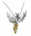 Sun Phoenix Two-tone Sterling Silver and Crystal Pendant Necklace