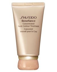 Shiseido Benefiance Concentrate Neck Contour Cream. An age-defense retexturizing cream specially designed to support the unique needs of neck and décolletage area skin. Restores a feeling of firmness and reduces the appearance of wrinkles and creases, for a deeply nourished, silky-smooth look. Developed with Shiseido-exclusive Anti-Photowrinkle System, consisting of plant extract Chlorella, to counteract the appearance of future wrinkles. Recommended for all skin types. Use daily on the neck and décolletage area of skin. Shiseido Benefiance Concentrate Neck Contour Cream. An age-defense retexturizing cream specially designed to support the unique needs of neck and décolletage area skin. Restores a feeling of firmness and reduces the appearance of wrinkles and creases, for a deeply nourished, silky-smooth look. Developed with Shiseido-exclusive Anti-Photowrinkle System, consisting of plant extract Chlorella, to counteract the appearance of future wrinkles. Recommended for all skin types. Use daily on the neck and décolletage area of skin.