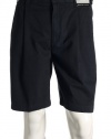 Geoffrey Beene Solid Navy Pleated Walking Shorts