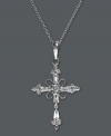 Find beauty in faith. EFFY Collection's truly unique cross pendant combines a floral design with sparkling, round-cut diamonds (1/3 ct. t.w.). Crafted in 14k white gold. Approximate length: 18 inches. Approximate drop: 1-1/8 inches.