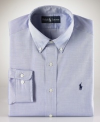 A subtle sateen sheen adds depth and style to this oxford shirt. Button-down collar, button cuffs. Pinpoint cotton. Classic fit. A subtle sateen sheen adds depth and style to this oxford shirt. Button-down collar, button cuffs. Pinpoint cotton. Classic fit.