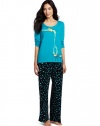 Hue Sleepwear Women's Double Face Jer Cocktail Pajama Set, Capri Brez, Large