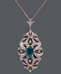 She'll be stunned when she unwraps this special treasure from Effy Collection. Pendant necklace features an emerald-cut emerald gemstone at center (9/10 ct. t.w.) surrounded by a unique, cut-out design covered in round-cut diamonds (3/8 ct. t.w.). Setting and chain crafted in 14k gold. Approximate length: 18 inches. Approximate drop length: 1-3/4 inches. Approximate drop width: 4/5 inch. She'll be stunned when she unwraps this special treasure from Effy Collection. Pendant necklace features an emerald-cut emerald gemstone at center (9/10 ct. t.w.) surrounded by a unique, cut-out design covered in round-cut diamonds (3/8 ct. t.w.). Setting and chain crafted in 14k gold. Approximate length: 18 inches. Approximate drop length: 1-3/4 inches. Approximate drop width: 4/5 inch.
