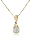 14k Gold Round Diamond Solitaire Pendant Necklace (1/3 ct, H-I Color, I1-I2 Clarity), 18