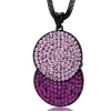 Overlapping Circles Pink and Fuchsia Swarovski Crystal Double Circle Pendant Necklace