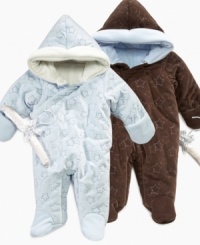 Keep him super-snuggled inside these extra warm snowsuits from First Impressions. Keep him super-snuggled inside these extra warm snowsuits from First Impressions.