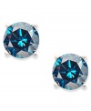Eye-catching color and a touch of sparkle, too! These gleaming stud earrings feature round-cut treated blue diamonds (1 ct. t.w.) set in 14k white gold. Approximate diameter: 1/5 inch.