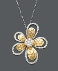 A fresh flower design complemented with dazzling diamonds. This flower pendant from the Effy Collection is an elegant mix of 14k yellow and white gold with round-cut diamond (1 ct. t.w.). Approximate length: 18 inches. Approximate drop: 1-3/8 inches. A fresh flower design complemented with dazzling diamonds. This flower pendant from the Effy Collection is an elegant mix of 14k yellow and white gold with round-cut diamond (1 ct. t.w.). Approximate length: 18 inches. Approximate drop: 1-3/8 inches.