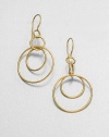 A trio of 18k yellow gold hoops turns a simple design into an elegant look. 18k yellow gold Drop, about 1¾ Ear wire Imported