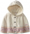 Roxy Kids Baby-girls Infant Bear Hugs Reversible Poncho, Metro Oatmeal, One Size