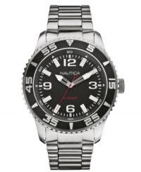 A classic stainless steel watch with luminous hands, by Nautica. A classic stainless steel watch with luminous hands, by Nautica.