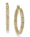 Style from the inside out. These Charter Club hoop earrings feature round-cut glass stone accents at the interior and exterior. Crafted in gold tone mixed metal. Approximate diameter: 1-1/5 inches.