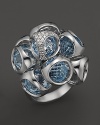 Faceted blue topaz stones are detailed in sparkling diamonds on Di MODOLO's signature Cluster ring.