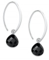 Elevate your style with smooth swoops. These unique hoop earrings highlight faceted onyx beads at the ends (13-3/4 ct. t.w.). Set in sterling silver. Approximate drop: 1-1/2 inches.
