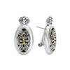 925 Silver Oval Filigree Swirl Earrings with 18k Gold Accents
