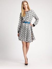 An allover-zebra pattern gives this silk silhouette a playful edge.Jewel neckline with covered button closureFront placketLong sleeves with contrast button cuffsInverted back pleatSilkDry cleanMade in ItalyModel shown is 5'11½ (181cm) wearing US size 4. An allover-zebra pattern gives this silk silhouette a playful edge.Jewel neckline with covered button closureFront placketLong sleeves with contrast button cuffsInverted back pleatSilkDry cleanMade in ItalyModel shown is 5'11½ (181cm) wearing US size 4.