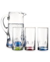 Splash of color. The finger-friendly curves and assorted colors of The Cellar's glassware set form a lasting impression at casual tables. Splash of color. The finger-friendly curves and assorted colors of The Cellar's glassware set form a lasting impression at casual tables.