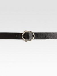 Silver horse-head buckle adorns this classic belt of textured Italian leather.LeatherPalladium hardware1.6 wideMade in Italy