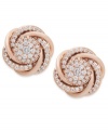 Swirls of sparkle adorn these symbolic knot earrings by Wrapped in Love™. Crafted in 14k rose gold with an array of pave-set round-cut diamonds (3/4 ct. t.w.). Approximate diameter: 1/4 inch.