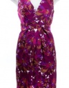 Max And Cleo Purple Passion Printed Sateen Cross Front Sleeveless Sheath Dress 8