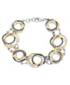 A shapely mix of sparkle and shine. Genevieve & Grace's chic circle link bracelet combines sterling silver and 18k gold over sterling silver with glittering marcasite accents. Approximate length: 7-1/2 inches.