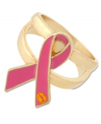 Proudly support a worthy cause in style. The Betsey Johnson I'm a Survivor ring is crafted from gold-tone mixed metal and features the iconic pink ribbon. Size: 7-1/2. Proudly support a worthy cause in style. The Betsey Johnson I'm a Survivor ring is crafted from gold-tone mixed metal and features the iconic pink ribbon. Size: 7-1/2.