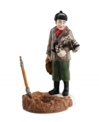 Ralphie's old man mourns the loss of his beloved leg lamp, burying its shattered pieces in the backyard. A bittersweet holiday moment and essential collectible from the A Christmas Story Village by Department 56. Ralphie's old man mourns the loss of his beloved leg lamp, burying its shattered pieces in the backyard. A bittersweet holiday moment and essential collectible from the A Christmas Story Village by Department 56.